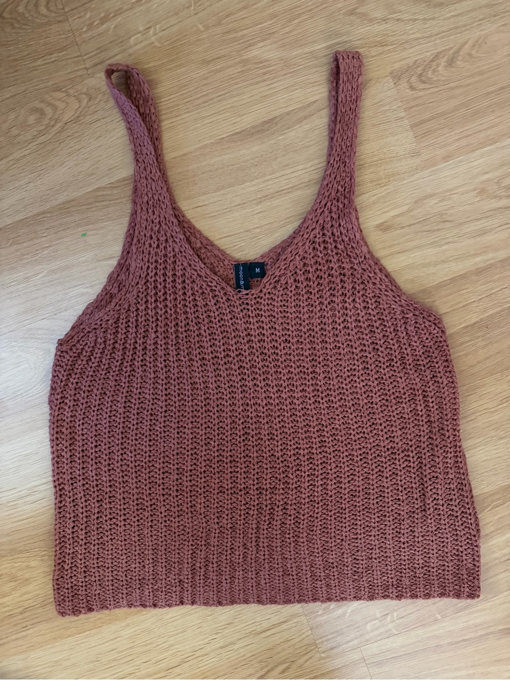 moon & madison Crochet Knit Tank Top - Rusty Rose